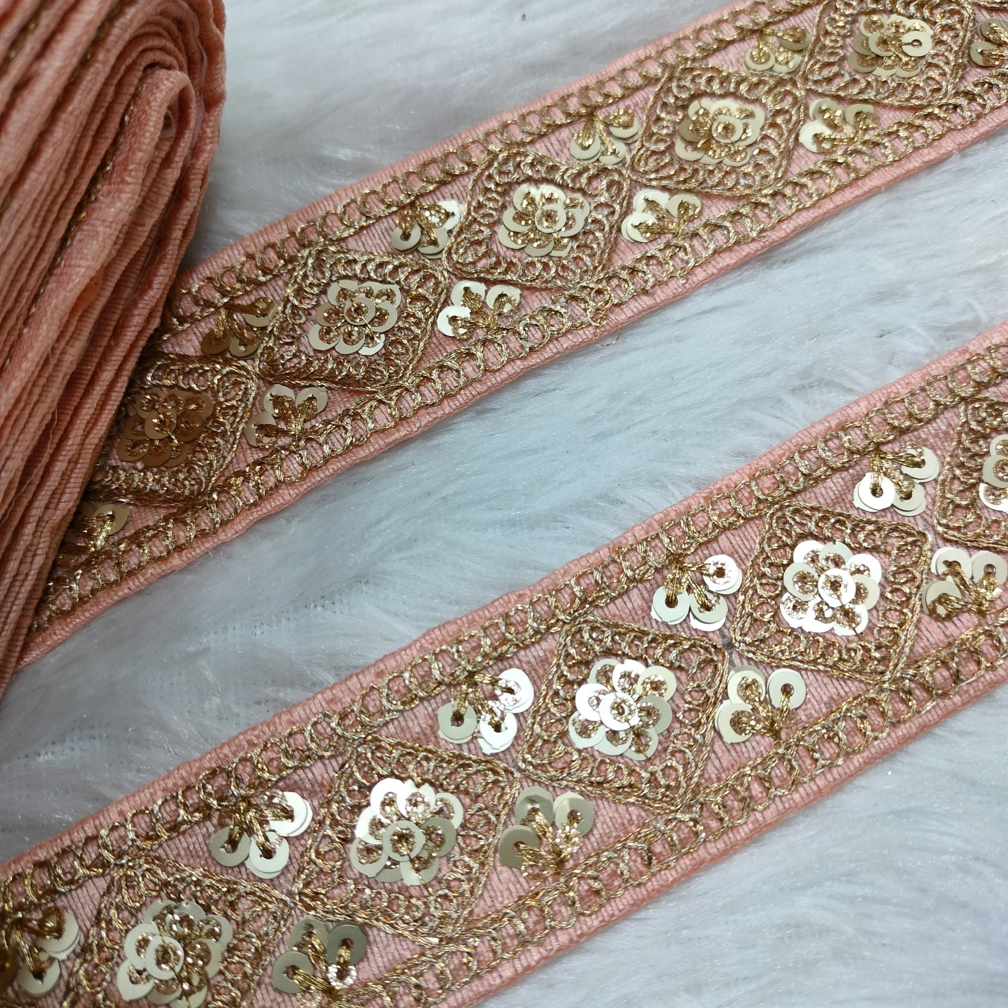 Peach Fancy Zari Embellished Trim