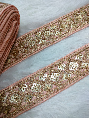 Peach Fancy Zari Embellished Trim