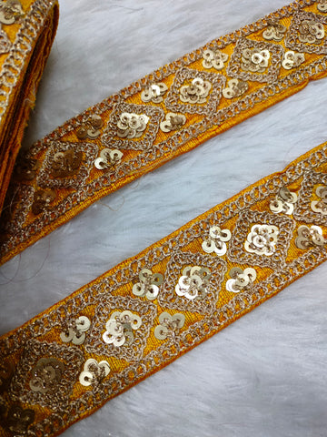 Yellow Fancy Zari Embellished Trim