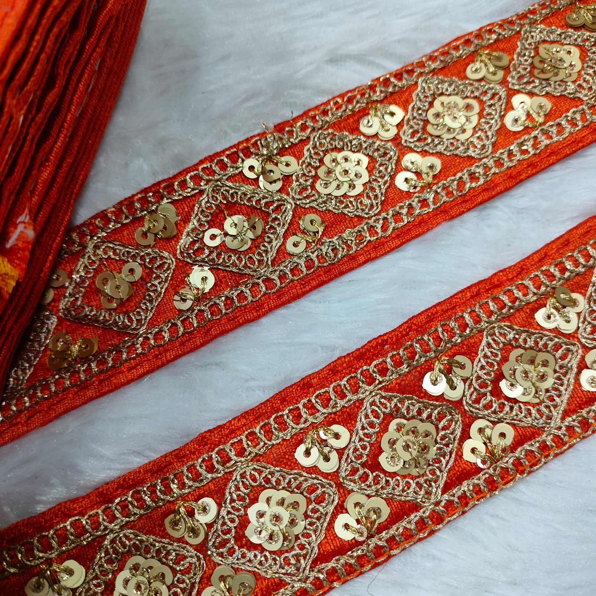 Orange Fancy Zari Embellished Trim