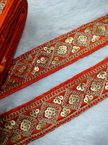 Orange Fancy Zari Embellished Trim