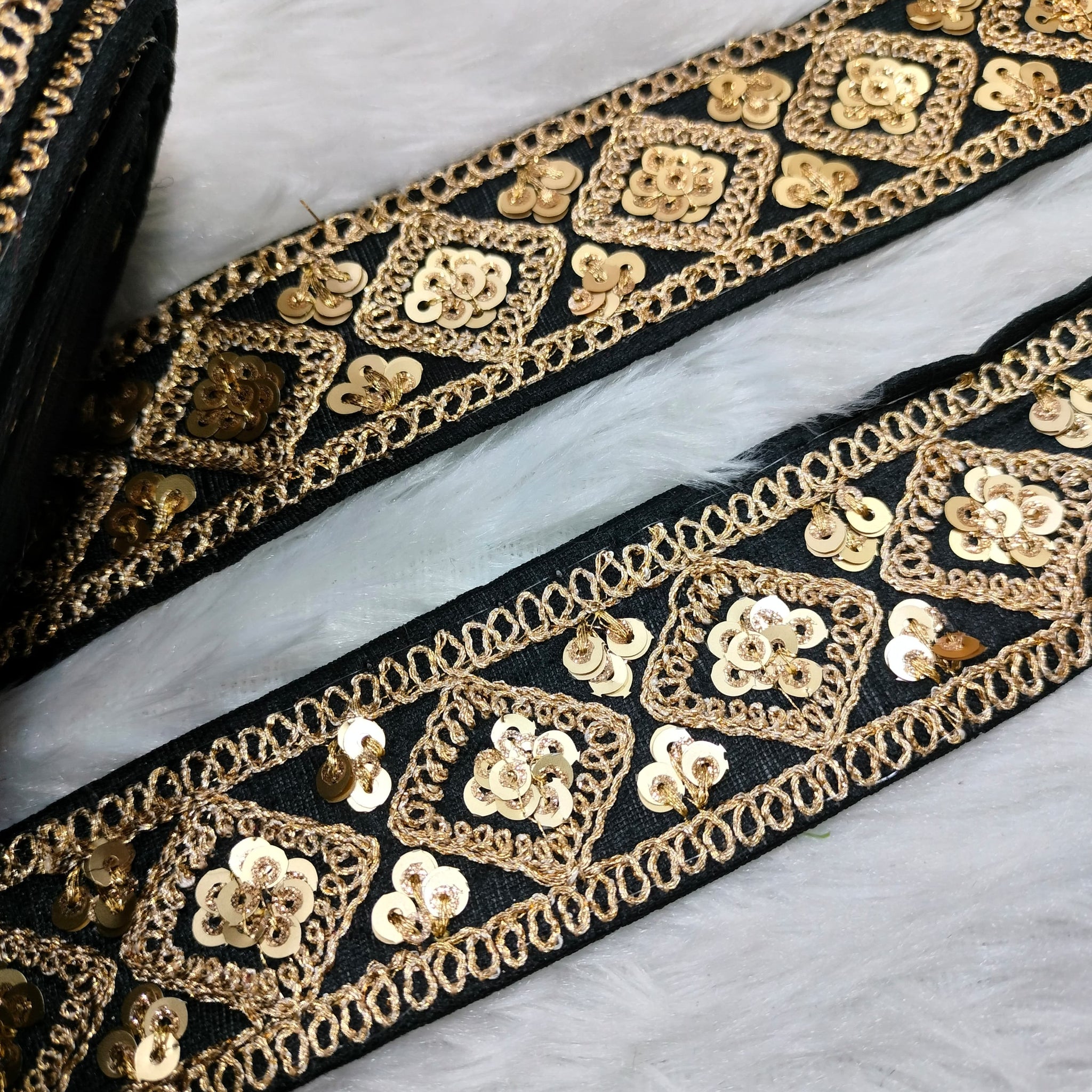 Black Fancy Zari Embellished Trim