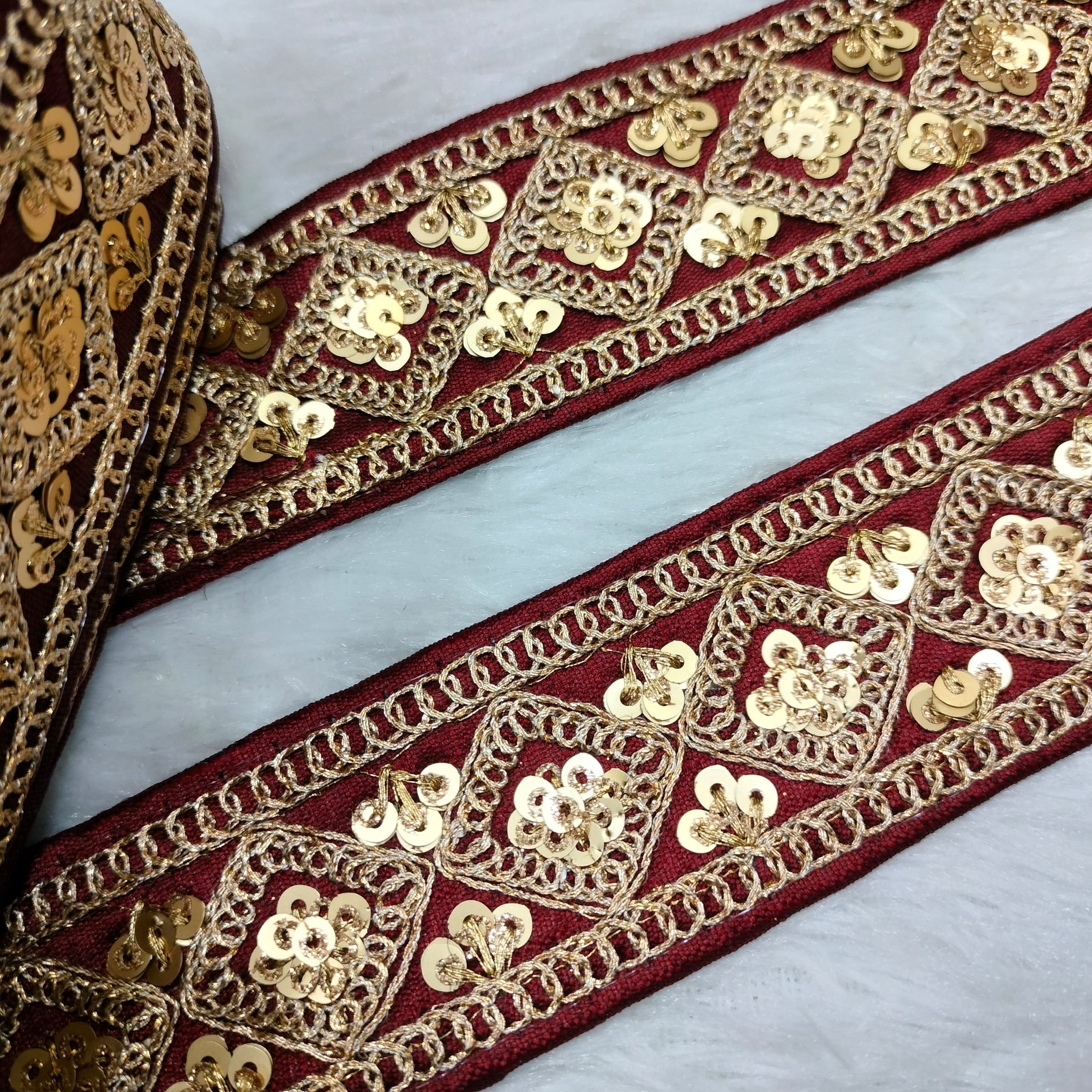 Maroon Fancy Zari Embellished Trim