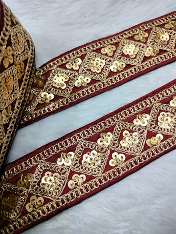 Maroon Fancy Zari Embellished Trim