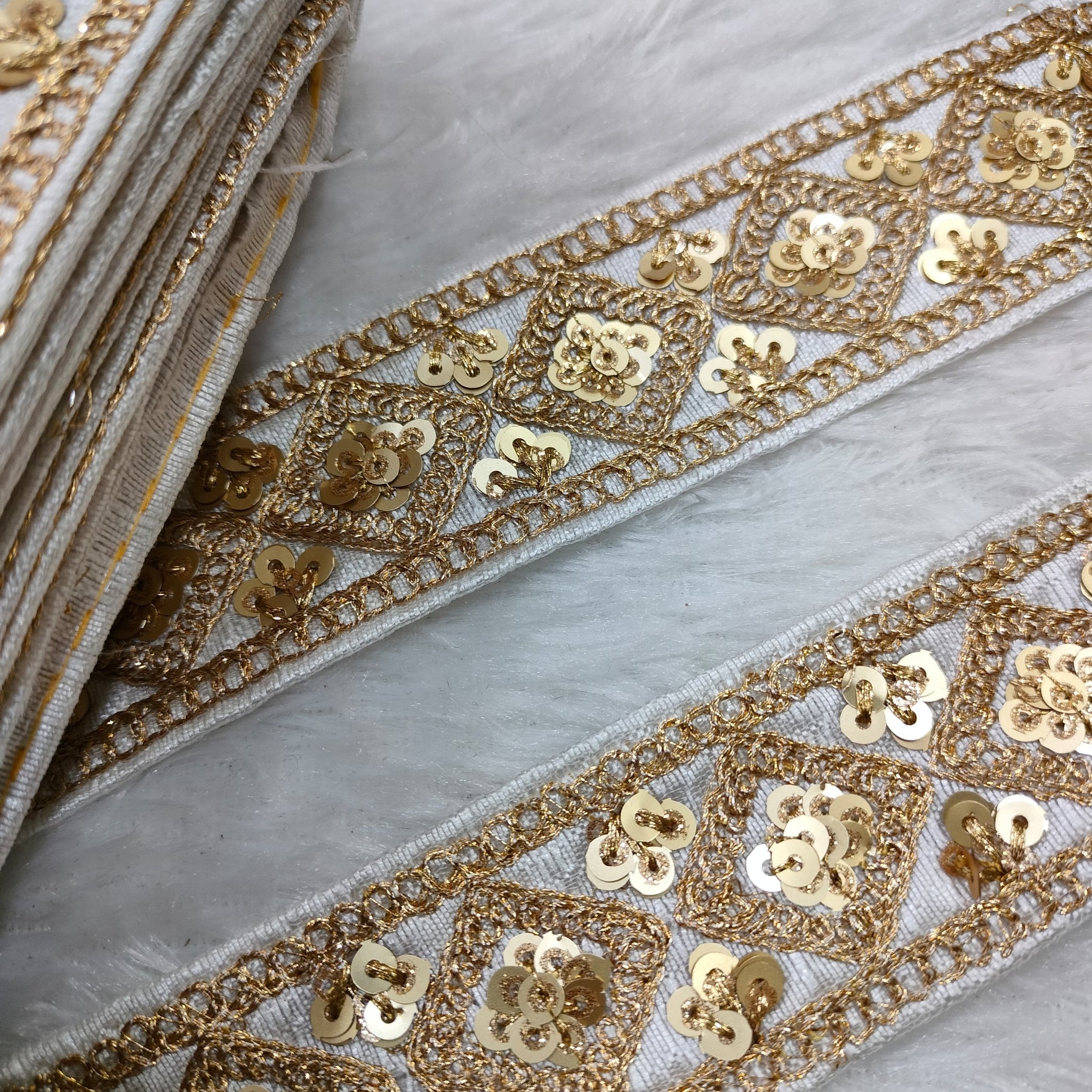 White Fancy Zari Embellished Trim