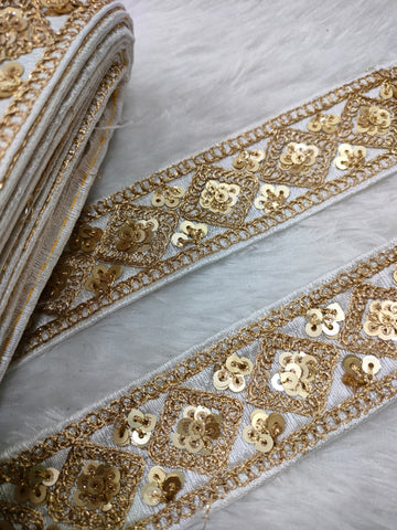 White Fancy Zari Embellished Trim