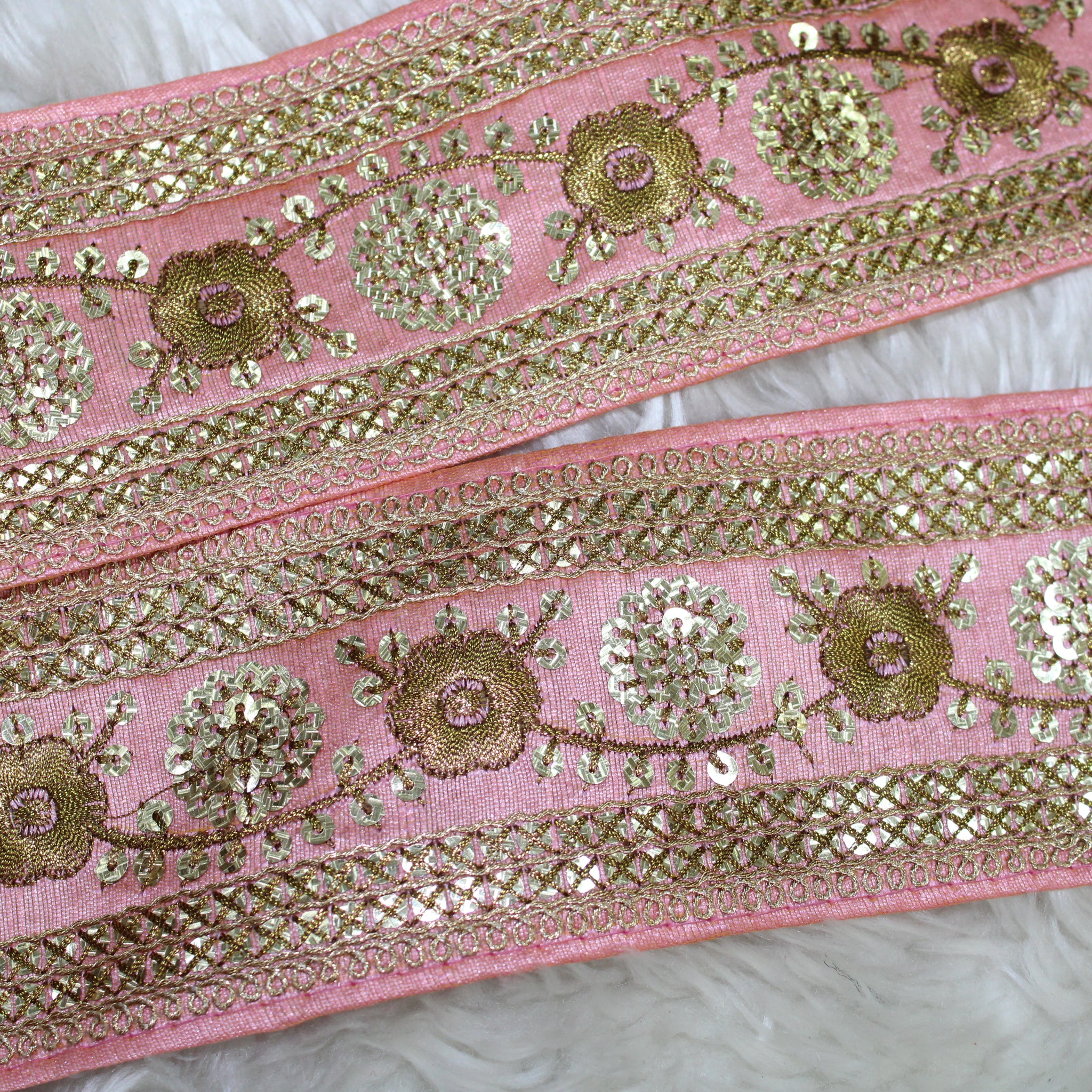 Light Pink Fancy Sequence Zari Trim