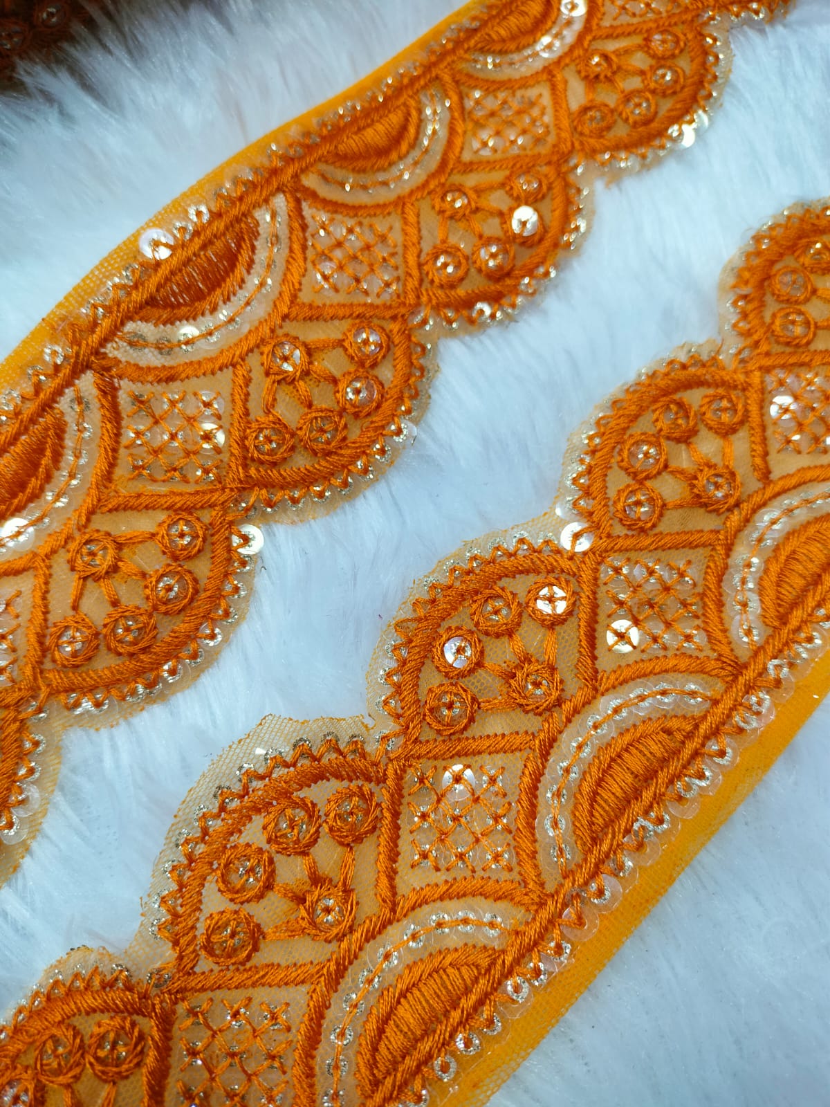 Orange Fancy Threadwork Trim