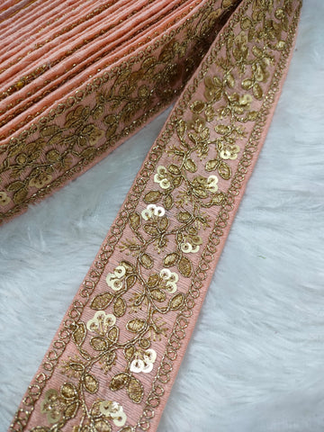 Light Peach Fancy Zari Embellished Trim