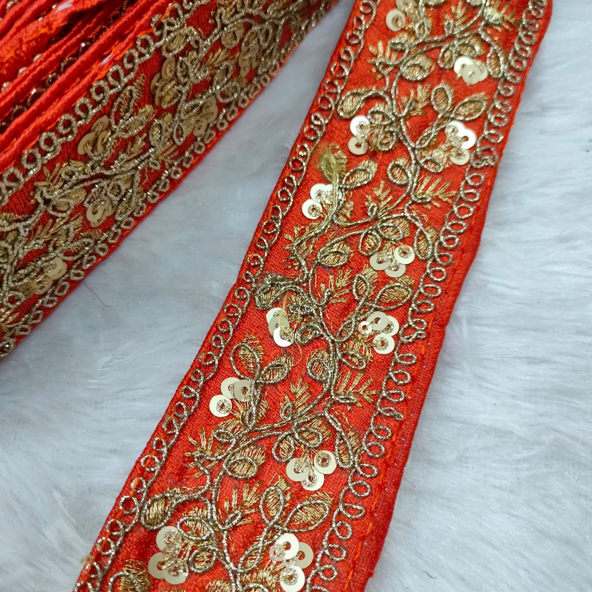 Orange Fancy Zari Embellished Trim