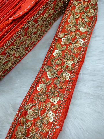 Orange Fancy Zari Embellished Trim