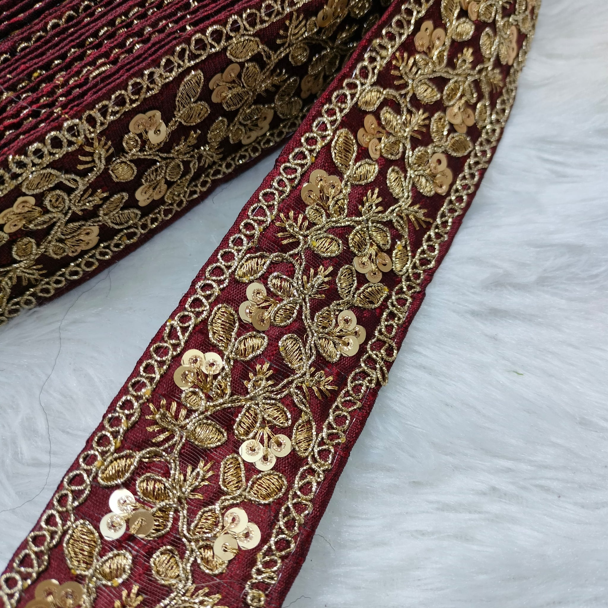 Maroon Fancy Zari Embellished Trim