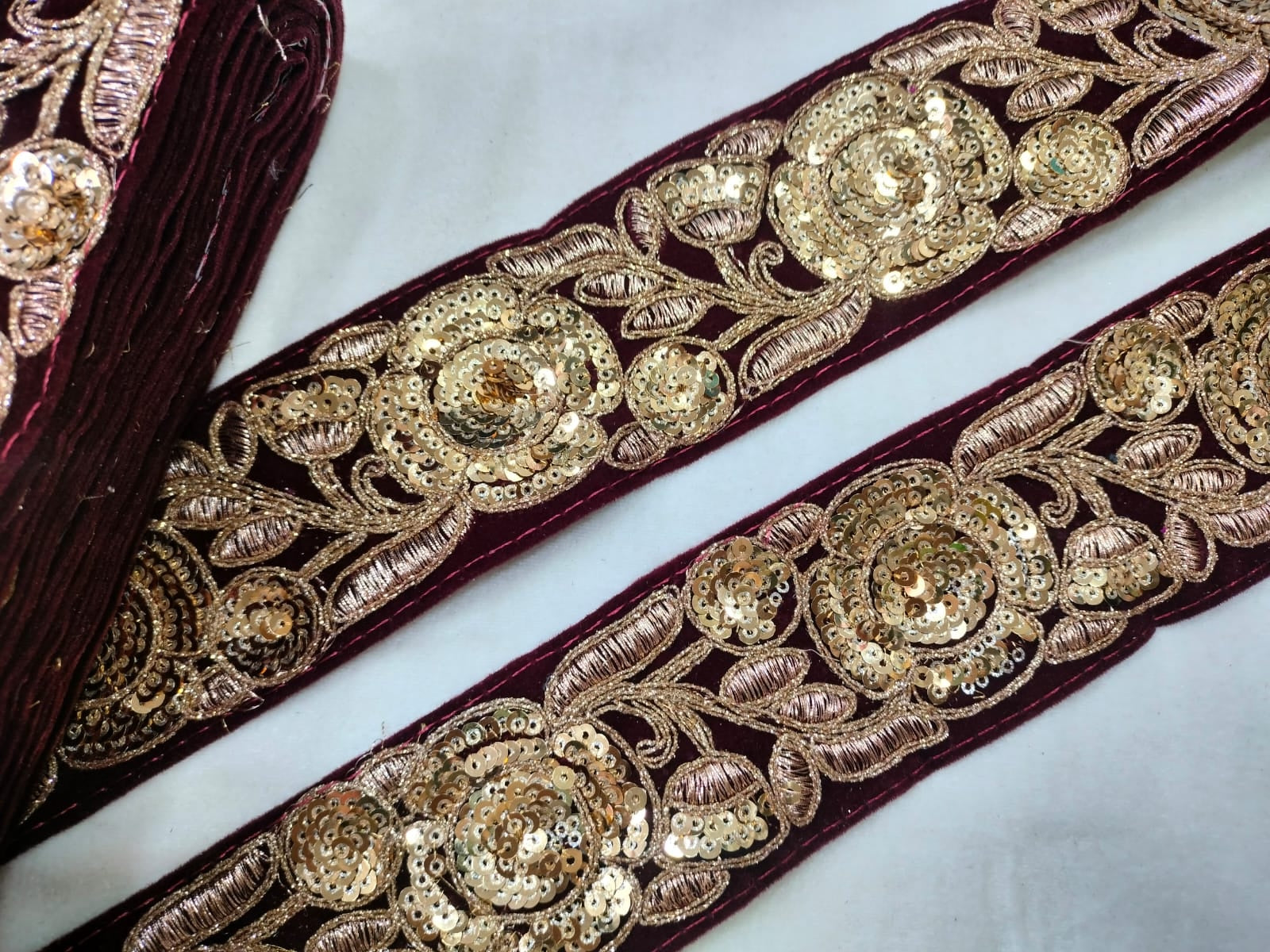 Maroon Fancy Embellished Trim