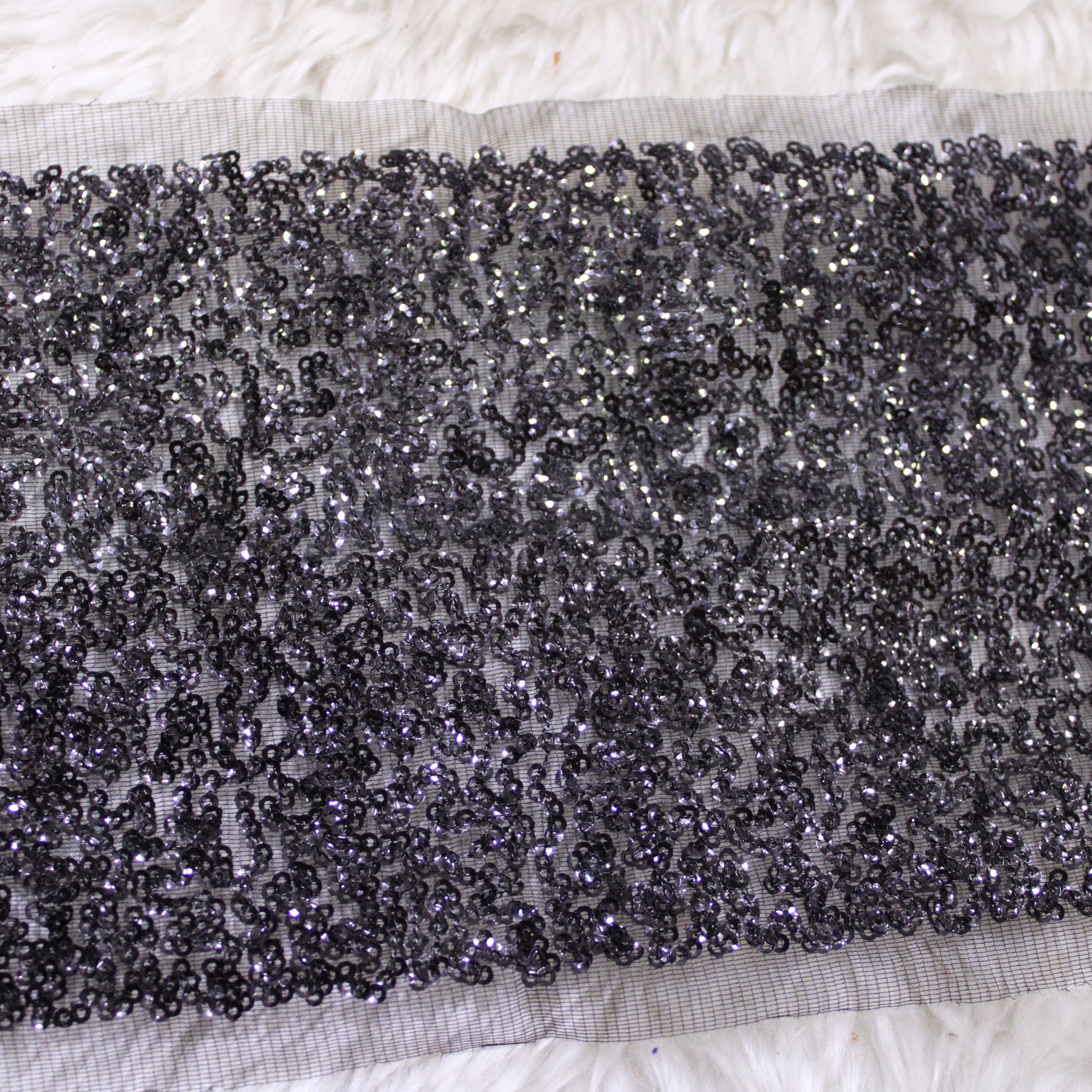 Black Fancy Sequin Work Trim