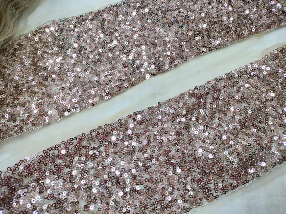 Rose Gold Fancy Sequin Work Trim