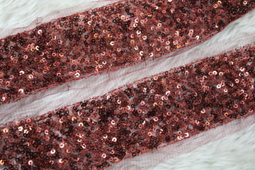 Red Fancy Sequin Work Trim