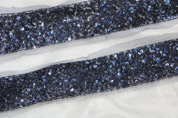 Navy Blue Fancy Sequin Work Trim