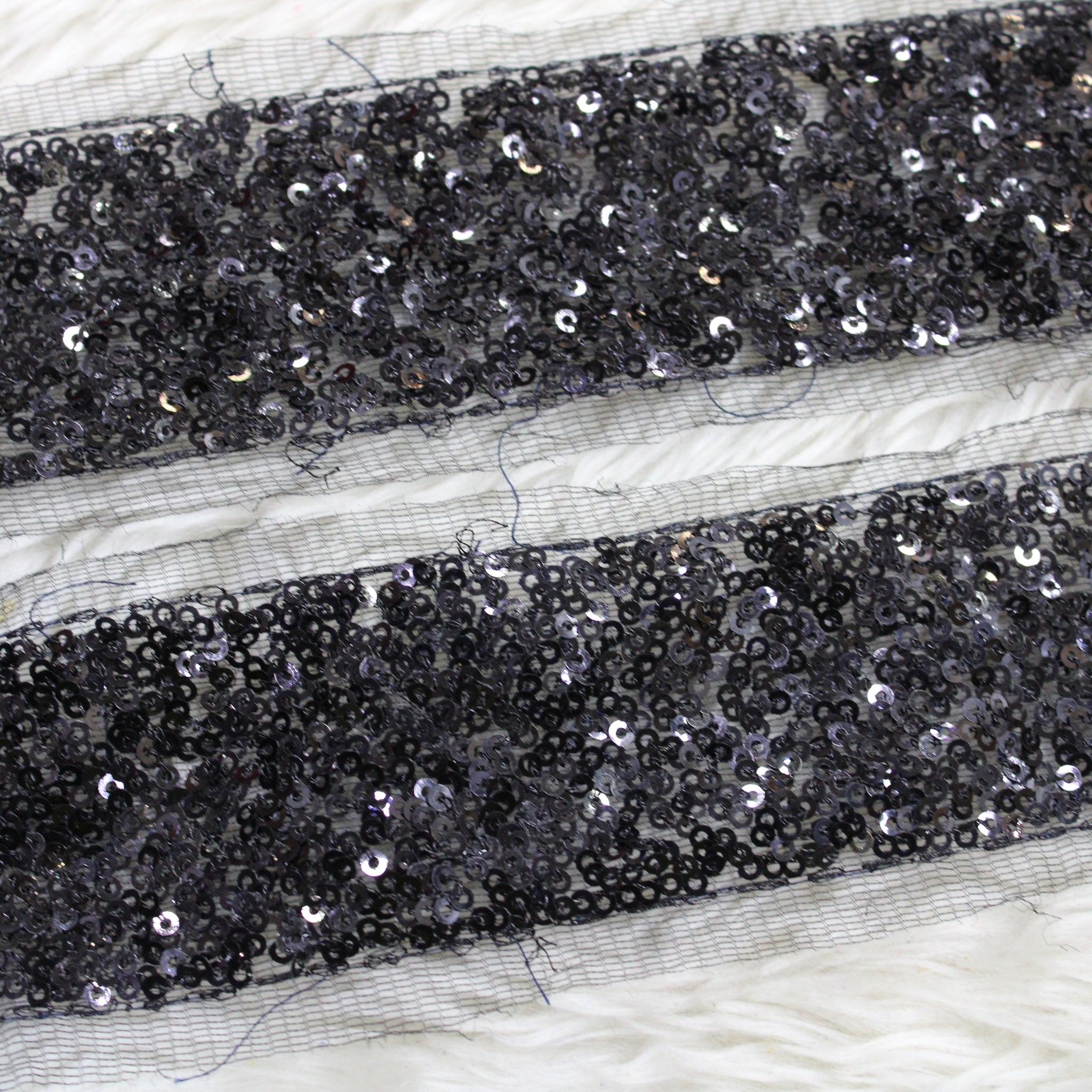 Black Fancy Sequin Work Trim