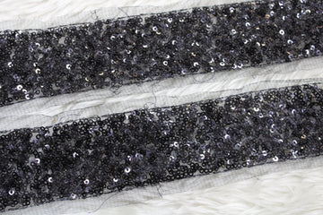 Black Fancy Sequin Work Trim