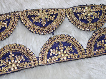 Navy Blue Fancy Sequin Work Trim