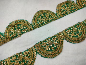 Green Fancy Sequin Work Trim