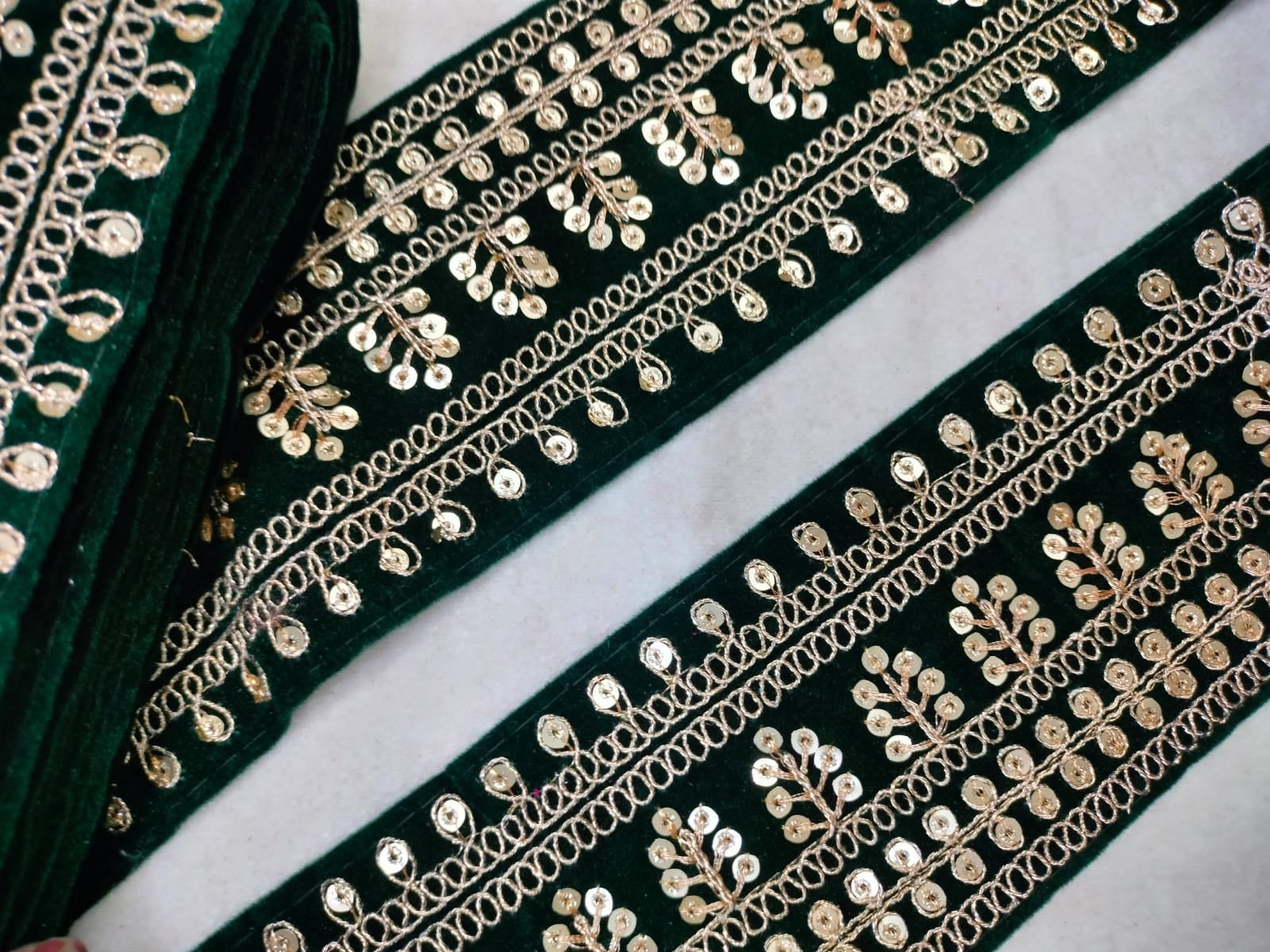 Dark Green Fancy Embellished Trim