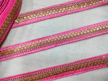 Pink Fancy Sequin Work Trim