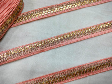 Peach Fancy Sequin Work Trim