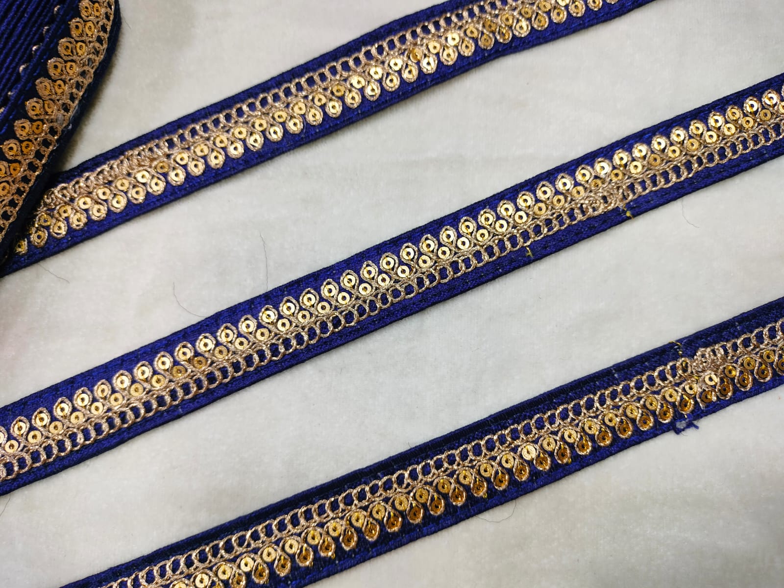 Navy Blue Fancy Sequin Work Trim