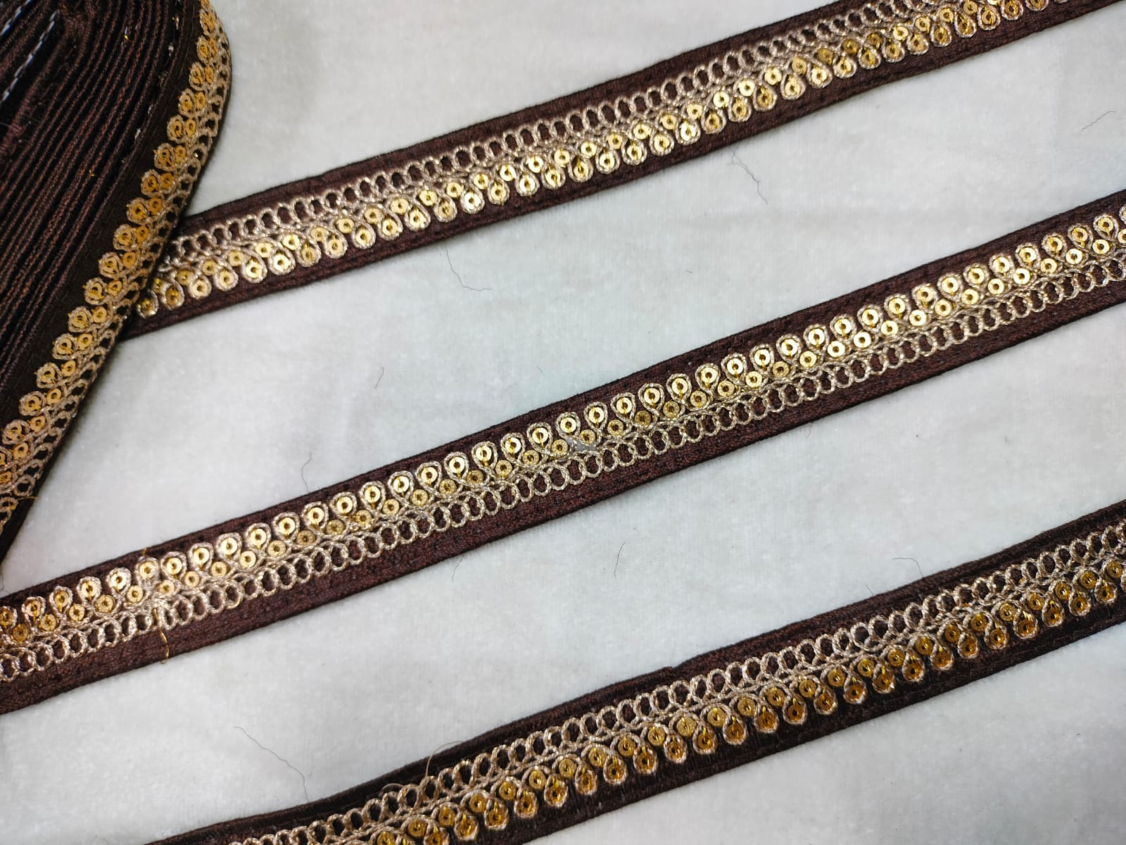 Brown Fancy Sequin Work Trim