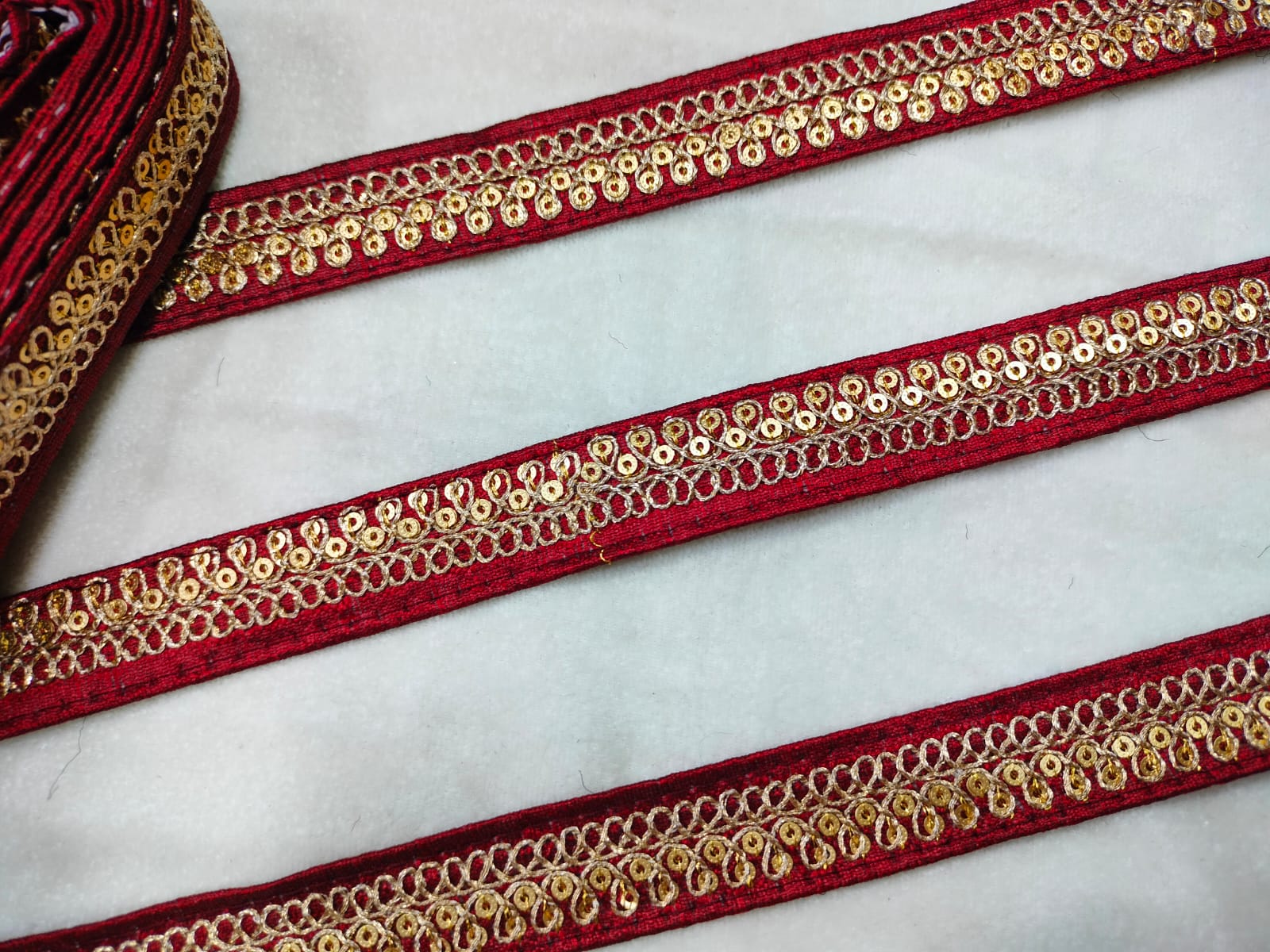 Maroon Fancy Sequin Work Trim