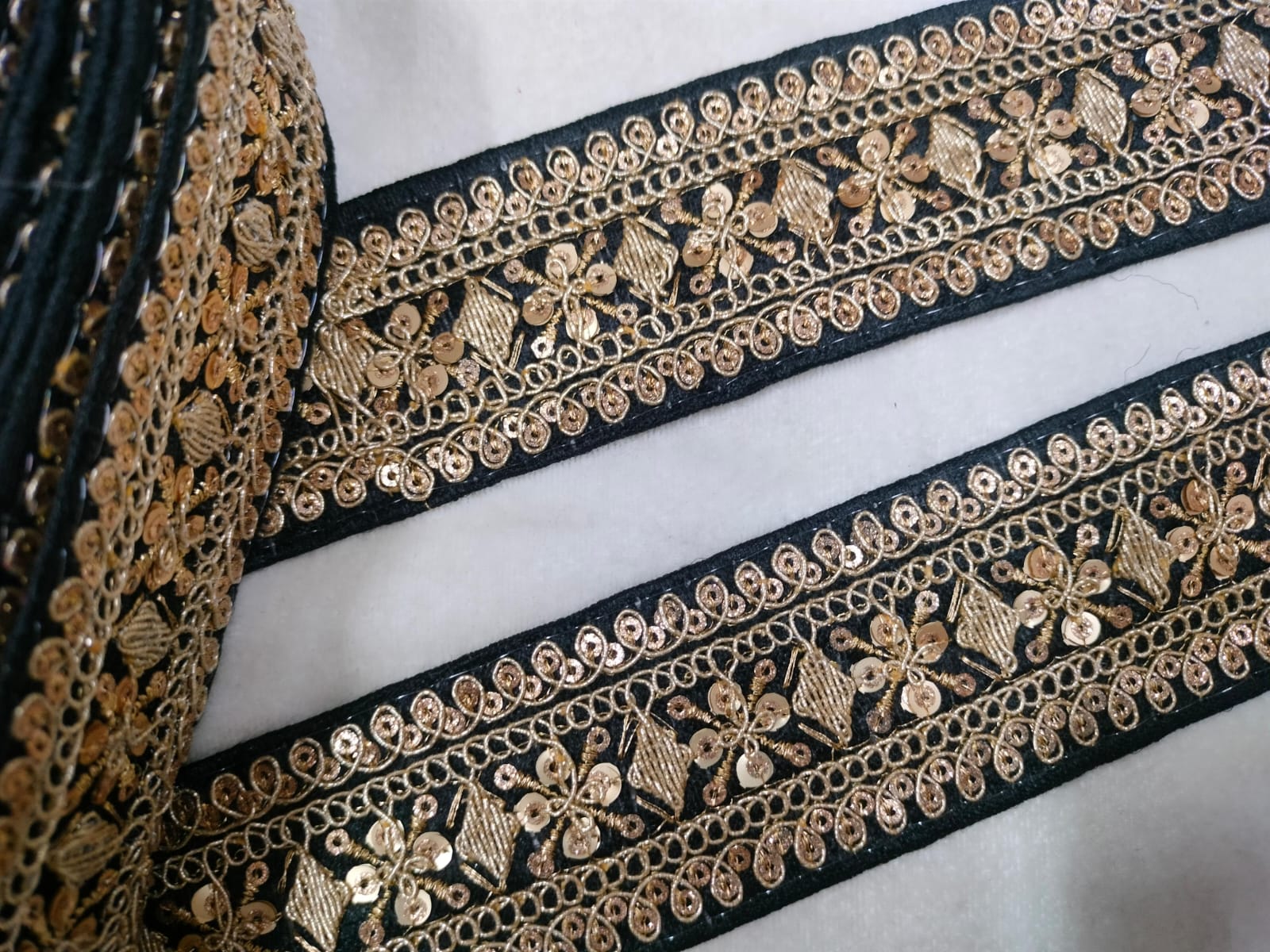 Black Fancy Sequin Work Trim