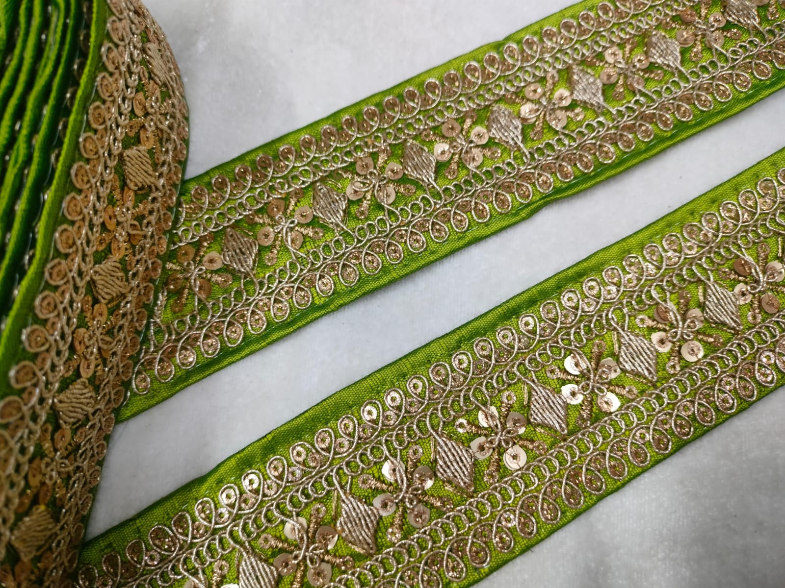 Green Fancy Sequin Work Trim