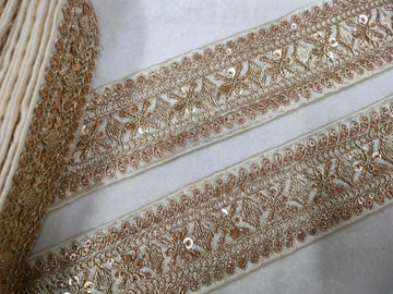 White Fancy Sequin Work Trim