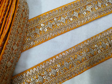 Yellow Fancy Sequin Work Trim