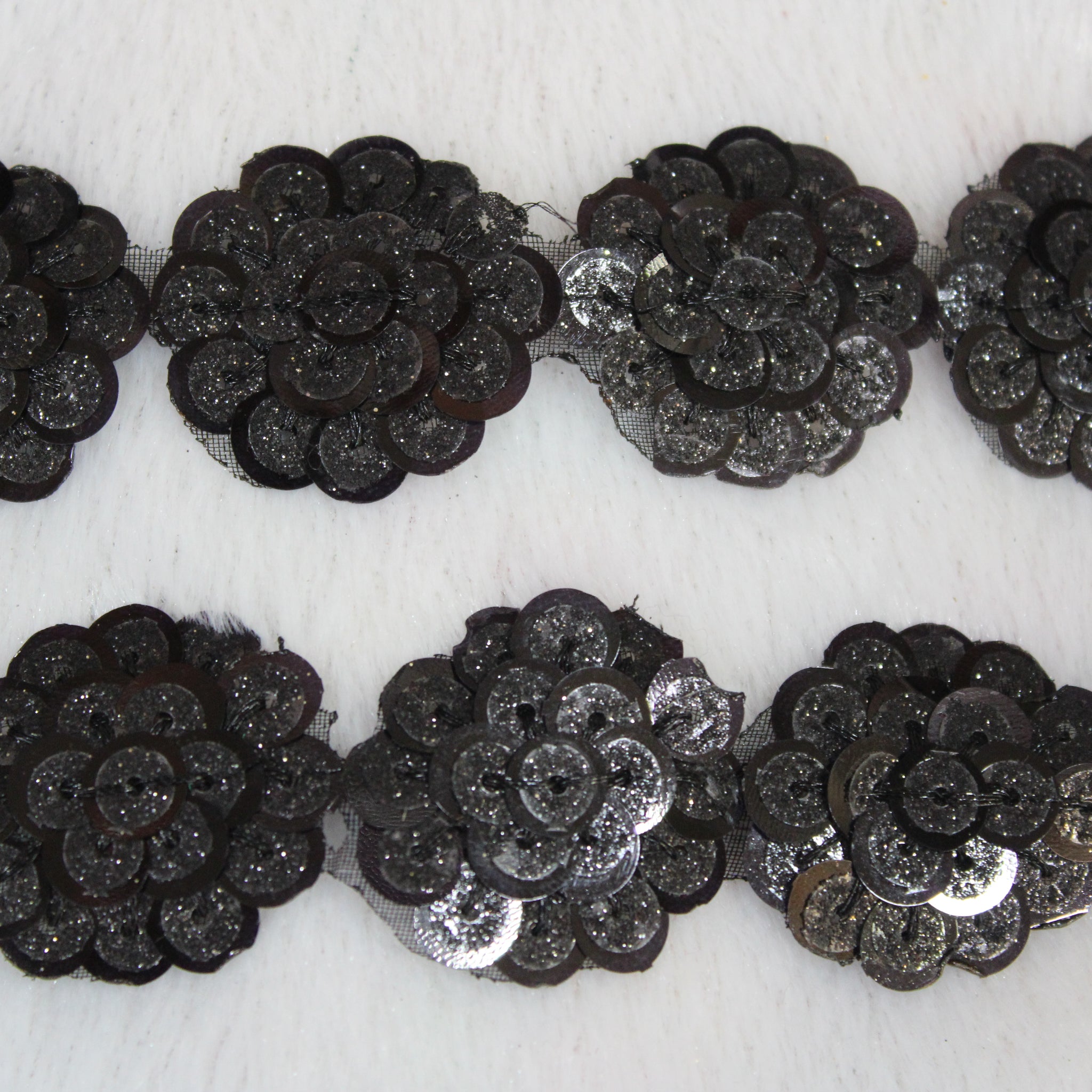 Black Circular Sequin Work Lace