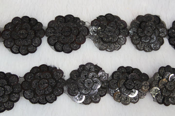 Black Circular Sequin Work Lace