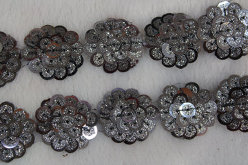 Grey Circular Sequin Work Lace