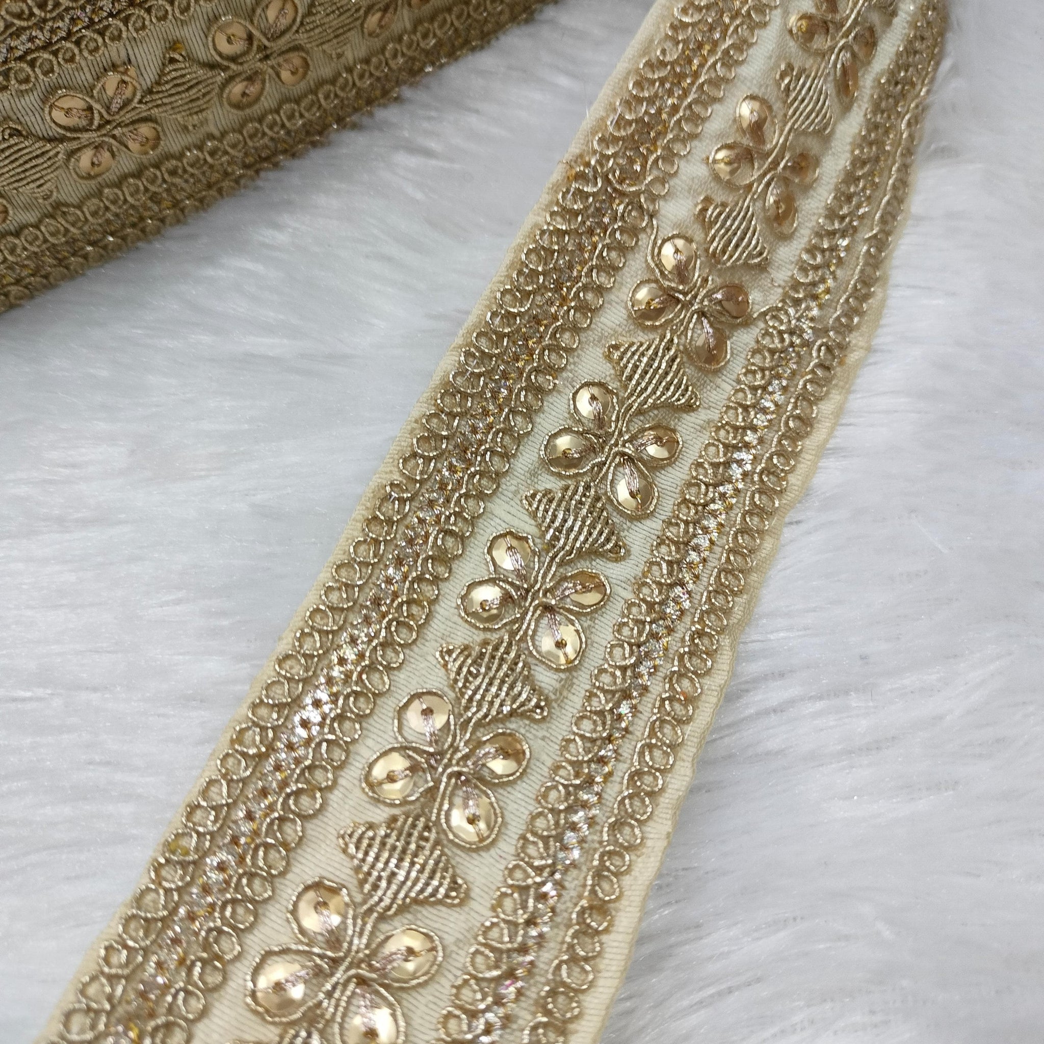 Beige Fancy Embellished Trim