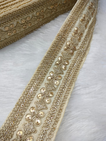 Beige Fancy Embellished Trim