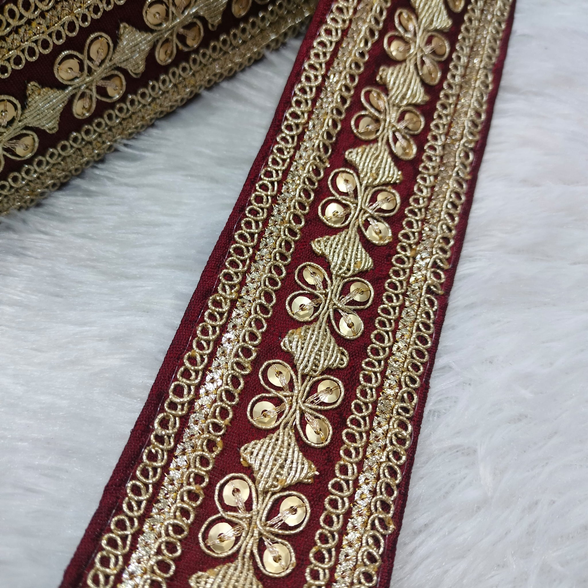 Maroon Fancy Embellished Trim