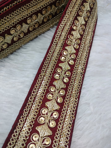 Maroon Fancy Embellished Trim