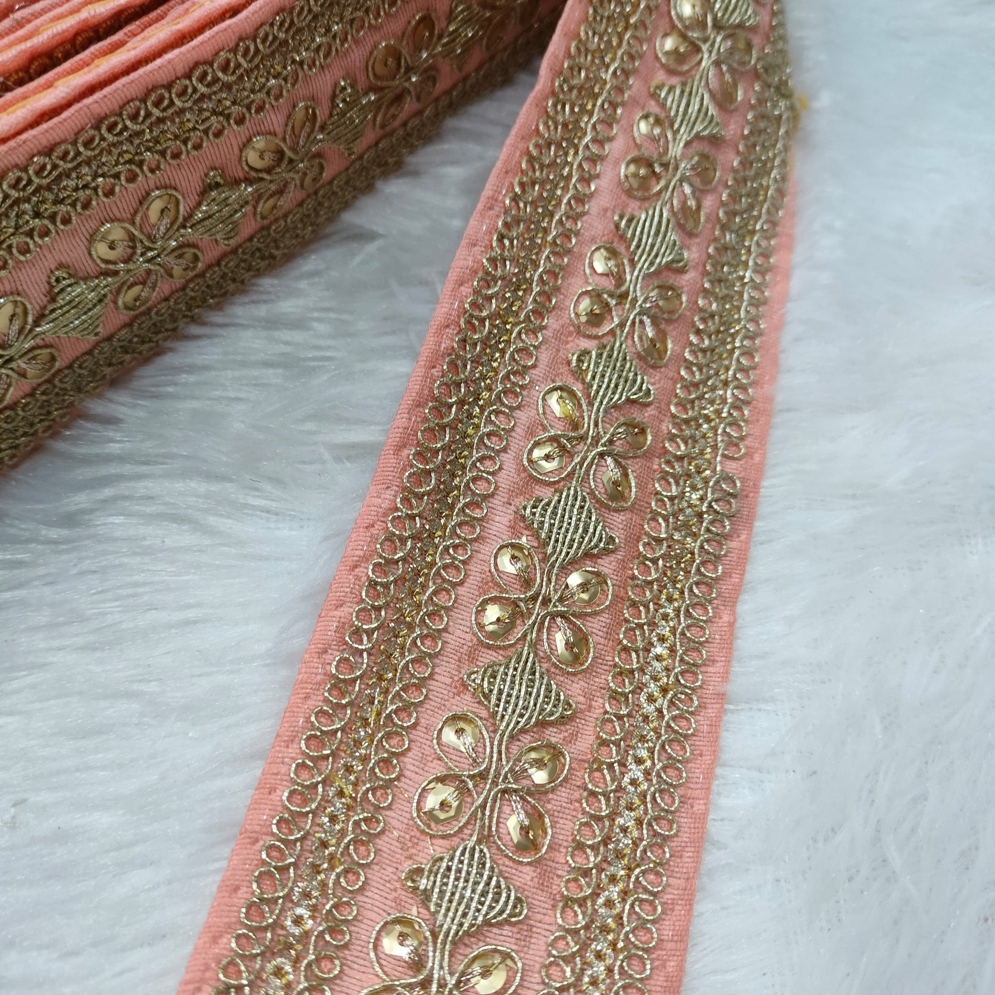 Peach Fancy Embellished Trim