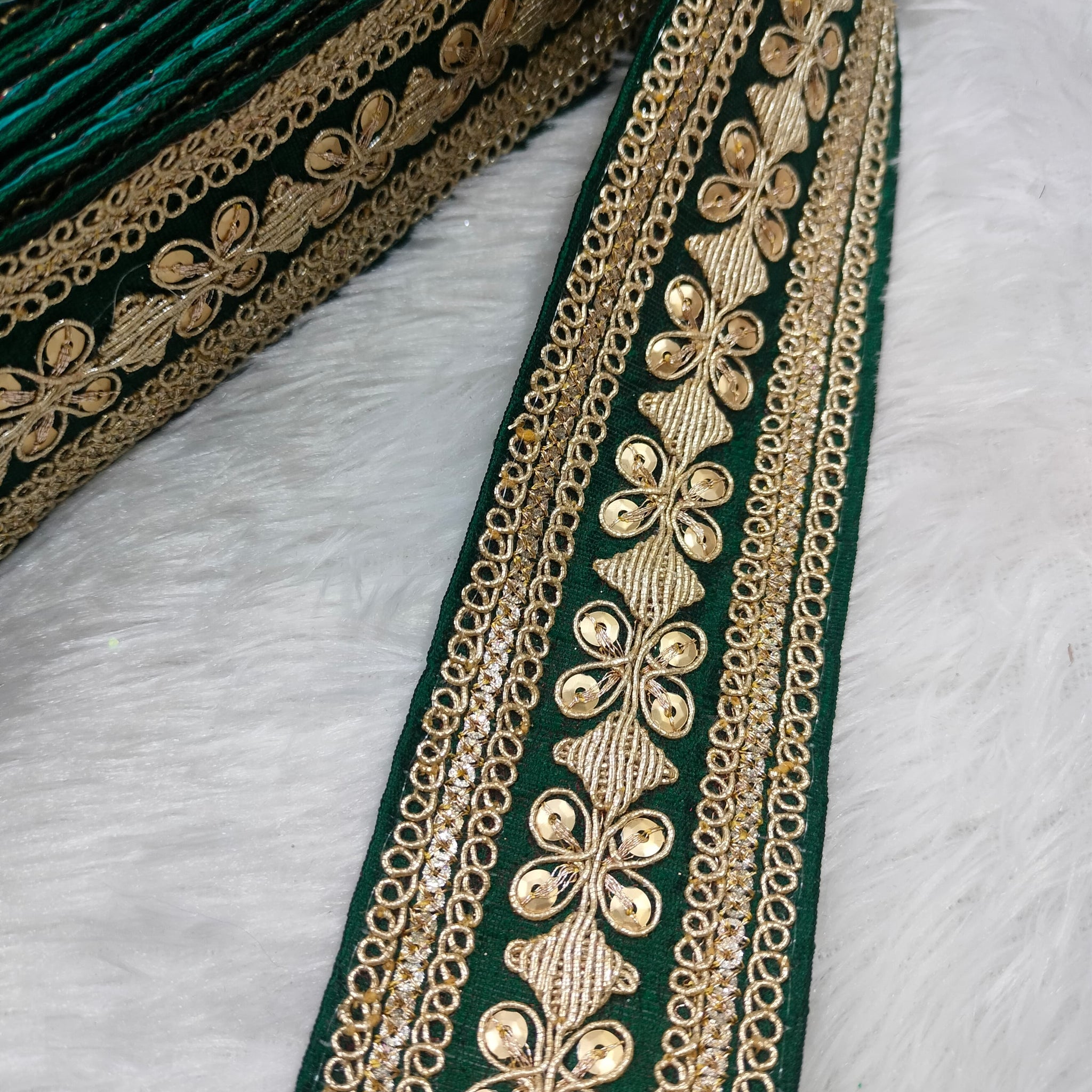 Dark Green Fancy Embellished Trim