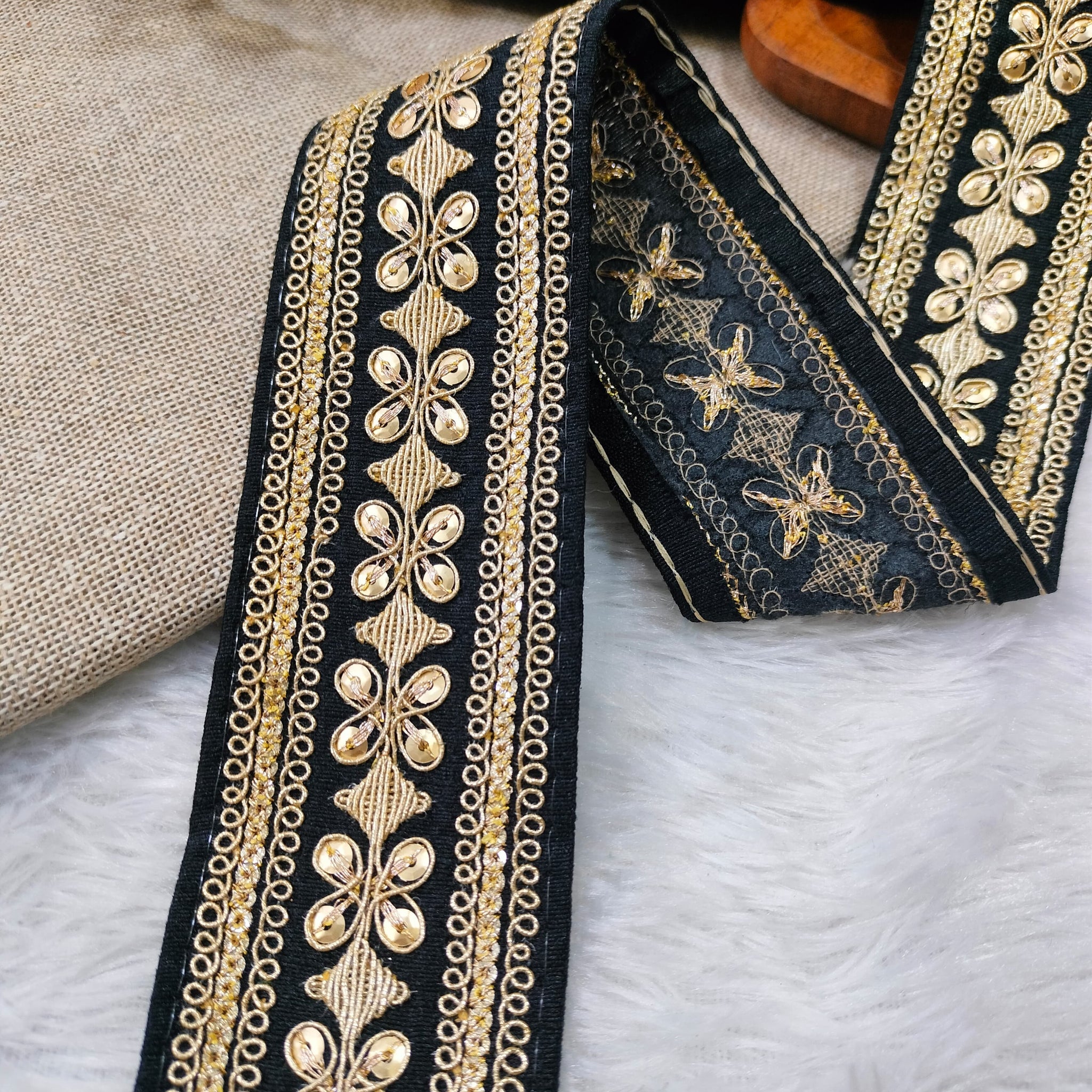 Black Fancy Embellished Trim