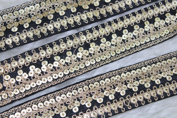 Black Fancy Zari And Sequin Trim