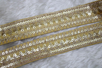 Golden Fancy Zari And Sequin Trim