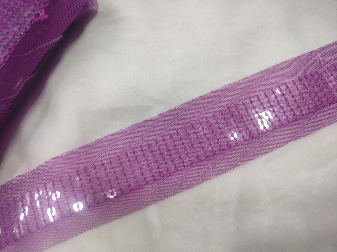 Purple Fancy Sequin Work Trim