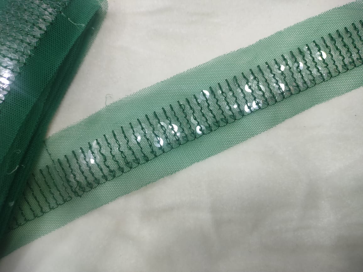 Green Fancy Sequin Work Trim