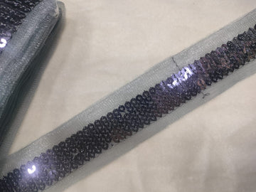 Grey Fancy Sequin Work Trim